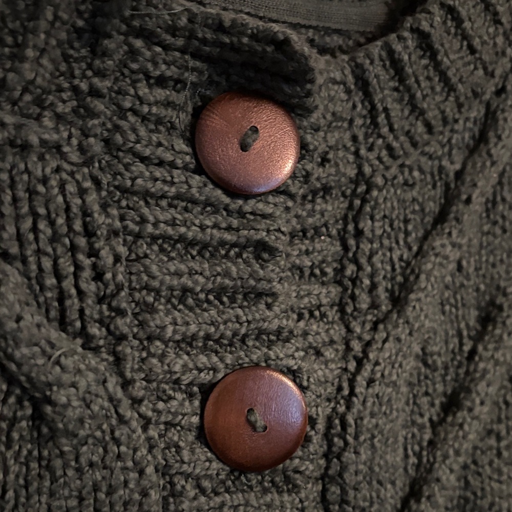 Free People Chunky Cable Knit Bonfire Cardigan Button Up Sweater Size Large - Picture 3 of 7